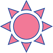 blue and pink sun icon